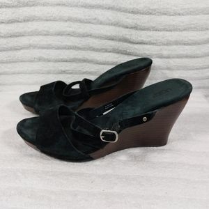 Ugg Jullita II Black Suede 3191 Wedge Women Summer Sandal Size 9.5 Shoes